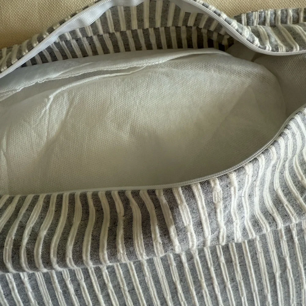 INUP HOME PORTUGAL STRIPED EURO DECORATIVE COTTON PILLOW INSERT INCLUDED 26x26